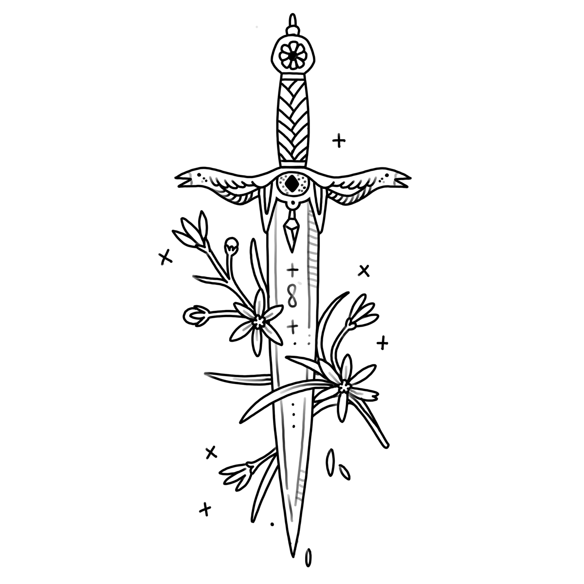 Raven Dagger + Star of Bethlehem Lilies