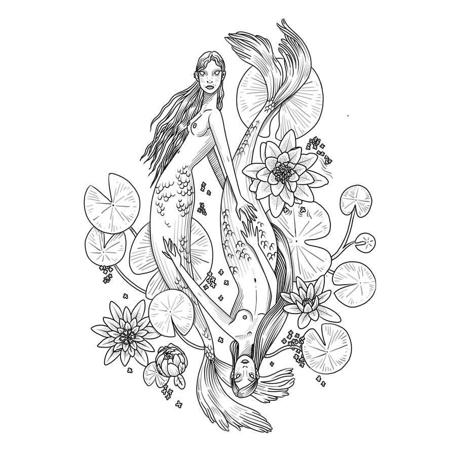 Pisces and Lotus | Ancient Indigo - Tattoos by Amanda Appiarius