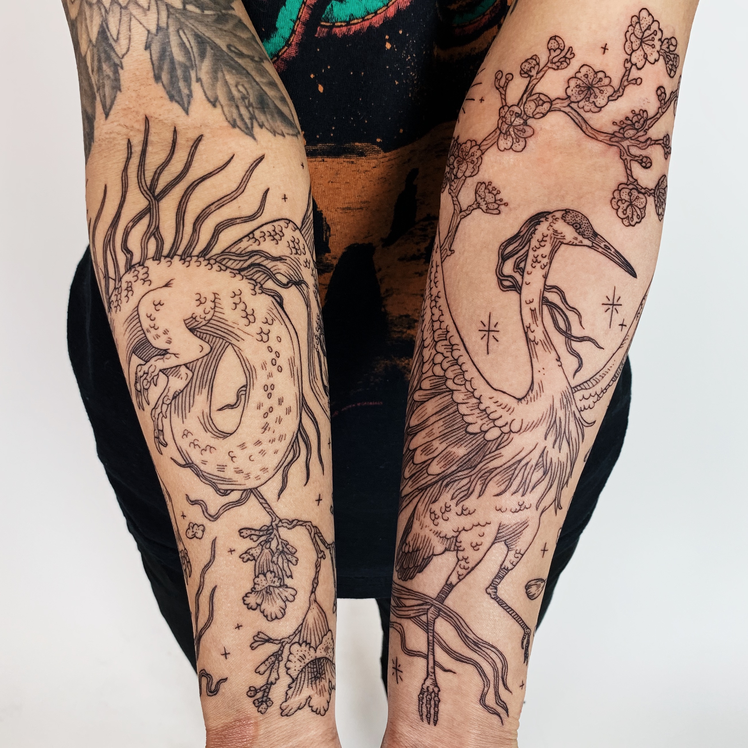 Dragon and Crane Myth | Ancient Indigo - Tattoos by Amanda Appiarius